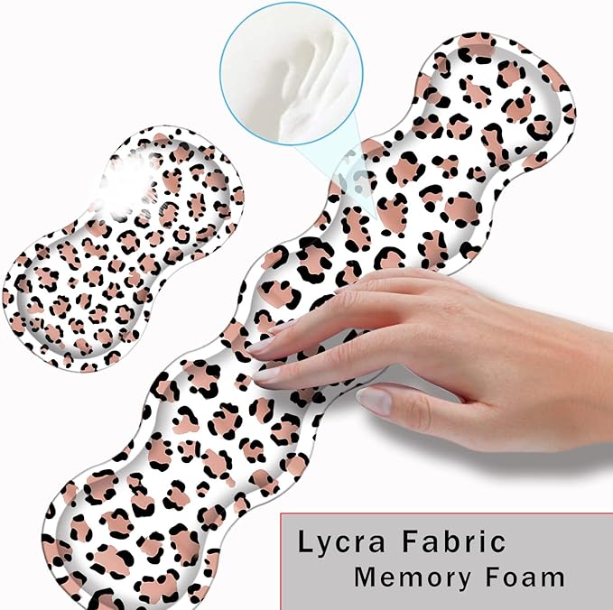 Keyboard Wrist Rest and Mouse Pad with Wrist Support Set Ergonomic CoasterMemory FoamEasy Typing Pain ReliefLarge XL Desk Mat 31.5x 11.8Leopard Print