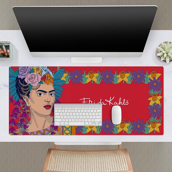 Head Case Designs Officially Licensed Frida Kahlo Flower Frame Floral Art 37.4 x 15.75 x 0.16 inches (900 x 400 mm) - XL Gaming Office Desk PC Keyboard Mouse Mat Pad