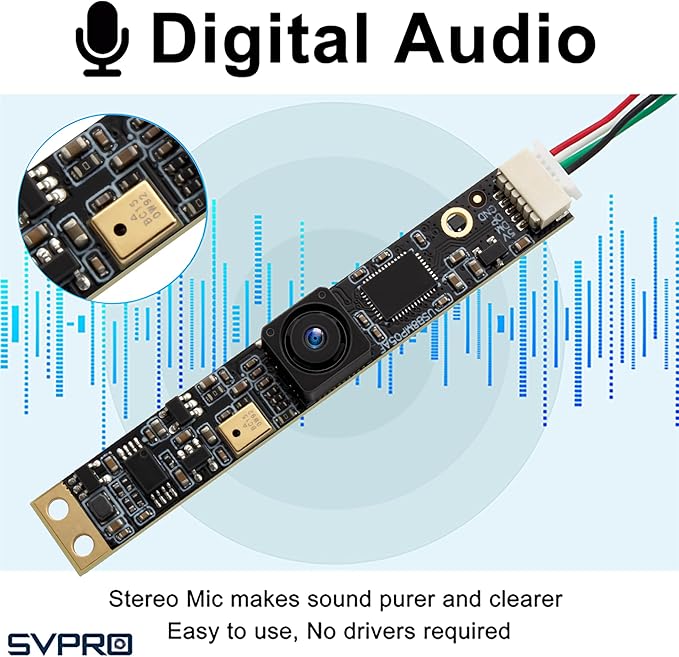 SVPRO 8MP USB Camera Module with Microphone for Computer LaptopFixed Focus UVC Lightburn Camera Micro Embedded Webcam Board for WindowsLinuxAndroidMac OS