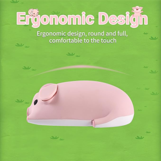 Cute Bluetooth Wireless Mouse with 2.4GHz USB Receiver Cartoon Pig Dual Mode Computer Mouse Silent Clicks Optical Mice for Laptops Mac iPad PC Chromebook Office Students Home Gift(Pink)
