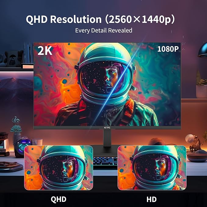 KTC 24 Inch QHD 100Hz Computer Monitor IPS 2K 1300:1 Contrast Anti-Blue Light Screen 122% sRGB FreeSync &amp G-Sync Compatible HDMI2.0 &amp Display Port 1.4 PC Monitor for Gaming Office Work (