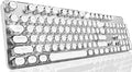 EWEADN TK950 Typewriter Keyboard Wireless Mechanical Keyboard 104 Keys Aesthetic Typewriter Keyboards with White Backlit Anti-Ghosting Blue Switch Bluetooth/2.4GHz/Wired Keyboards-White