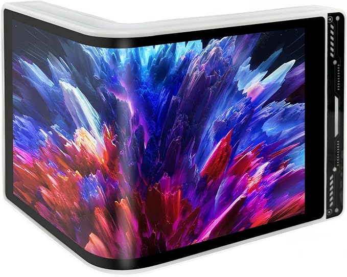 Portable Water Cooling Curved Screen Monitor 6.5 inch 2K 2560×1440 IPS with Magnic Stand External Computer Laptop OLED Monitor for PC Laptop Desktop (White)
