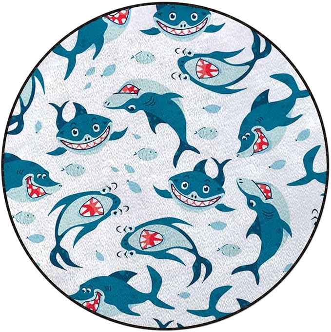 Blue Gaming Chair Mat Office Chair Mat for Carpet and Hardwood Floor Round Rug Floor Protector for Rolling Chair Mix of Colorful Predators Dangerous Nature Diameter 39.4 in