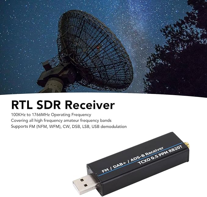 RTL SDR Receiver Full Band Aluminum Enclosure and 2 Antennas Receiver Radio Receiver Software Defined Radio (100kHz-1.7GHz)
