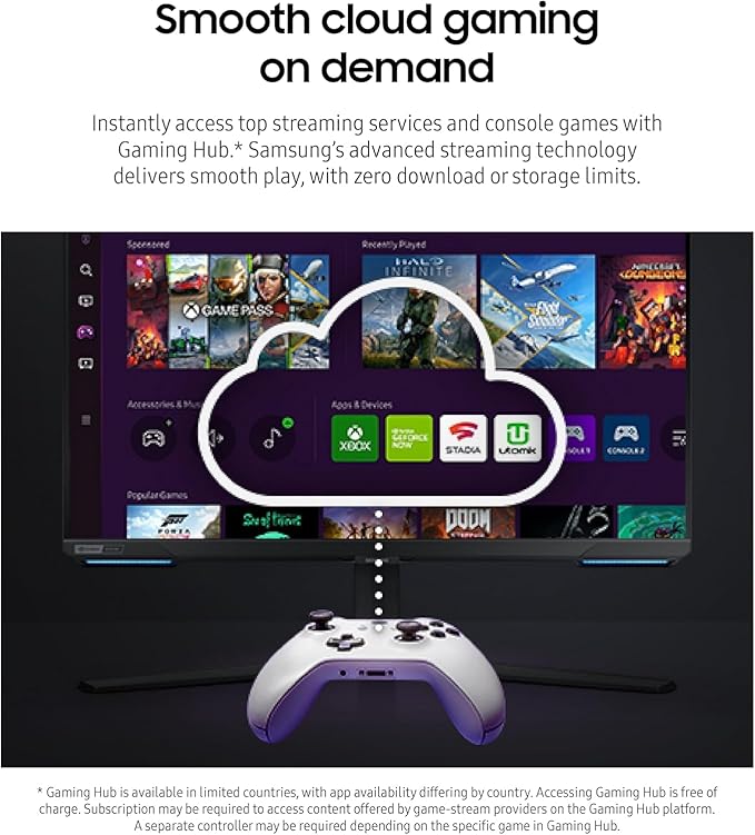 Samsung 28” Odyssey 4K UHD(3840x2160) Gaming Monitor | Smart TV | Game BAR | Built-in Speakers | HDR 400 144Hz 1ms | FreeSync Premium Pro Compatible and G-Sync | Wi-Fi 5 | Includes Remote Control