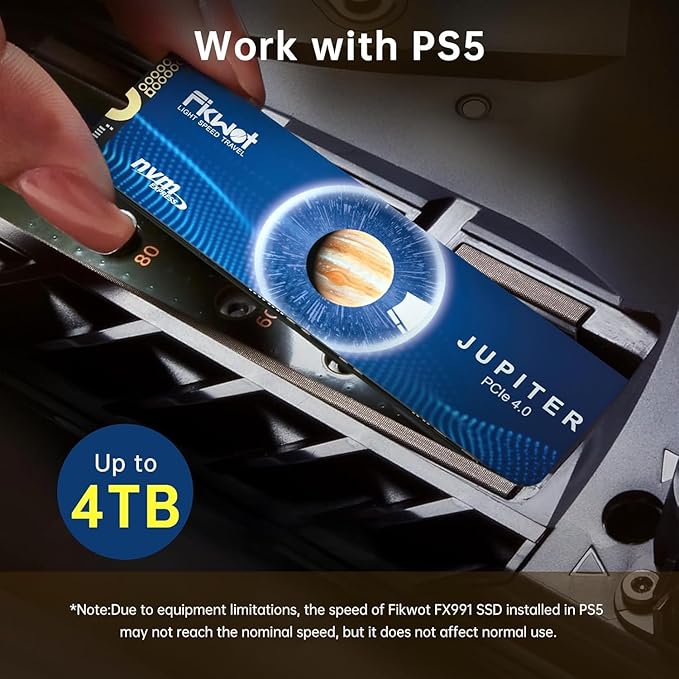 FX991 M.2 SSD 2TB NVMe SSD M2 2280 PCIe Gen 4x4 Read Up to 7300MB/s Internal Solid State Drive for PS5 Laptop Desktop 3D QLC NAND