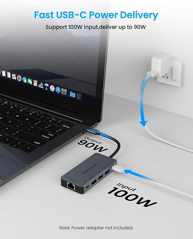 USB C Docking Station Dual Monitor 9-in-1 USB Hub with 2 HDMI 4K@60HZ 1×1000Mbps Ethernet 3× USB 3.0 1× Type C 1× PD Charging 1×3.5mm Audio HDMI Adapter for Laptops/Computer/Tablets/Mac/Windows