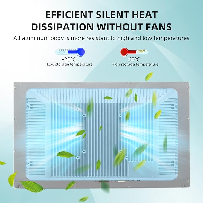 15.6 inch Aluminum Flat Embedded Industrial Touch Screen MonitorHDMI/VGA/DVI Interface Capacitive Touch Screen Monitor Supports 10 Points Touch1920 x1080 @ 60Hz