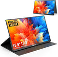 15.6 Portable Monitor Full HD 1080p USB-C &amp HDMI Connectivity Ultra-Slim Design Built-in Speakers Compatible with Laptop PC Gaming Consoles