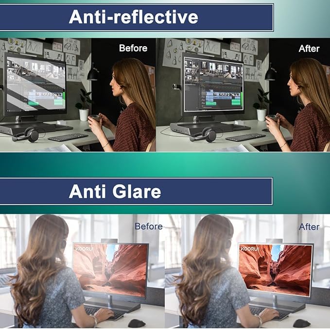 27 inch Anti-Glare Blue Light Blocking Screen Protector for 27 Sceptre/Dell/Asus/Acer/ViewSonic/Samsung/Aoc/HP/LG Computer with 16:9 Aspect Ratio