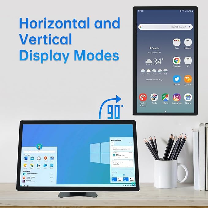23.8-inch Android 12 POS Touchscreen Monitor with Stand16:9 Display 1920 x 1080PWiFi &amp BTBuilt-in SpeakersRK3588 8GB RAM &amp 128GB ROMSuitable for Restaurant RetailBar &amp Small Busines