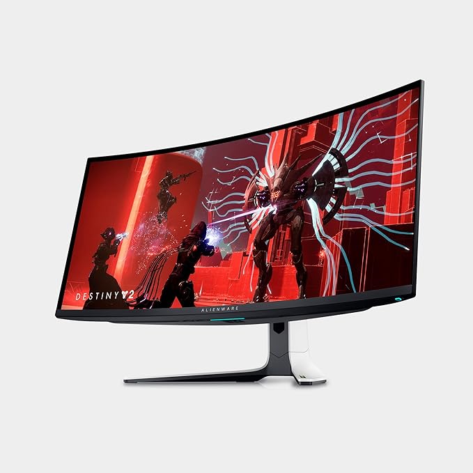 Alienware AW3423DW Curved Gaming Monitor 34.18 inch Quantom Dot-OLED 1800R Display 3440x1440 Pixels at 175Hz True 0.1ms Gray-to-Gray 1M:1 Contrast Ratio 1.07 Billions Colors - Lunar Light