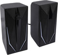 1 Pair Mini Computer Speakers with RGB Light Volume Knob 10W USB and 3.5mm Plug and Play Small Multimedia Stereo Speaker for Laptop Desktop PC