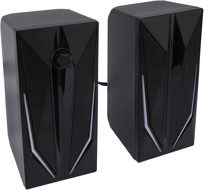 1 Pair Mini Computer Speakers with RGB Light Volume Knob 10W USB and 3.5mm Plug and Play Small Multimedia Stereo Speaker for Laptop Desktop PC
