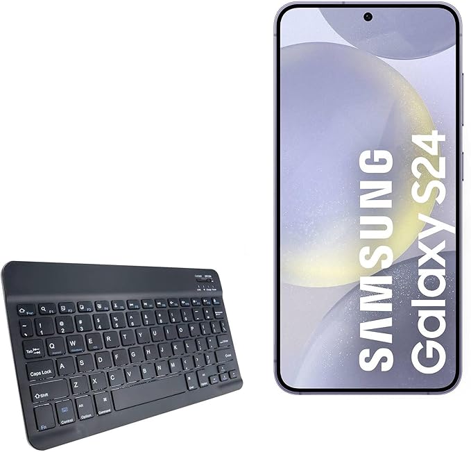 BoxWave Keyboard Compatible with Samsung Galaxy S24 - SlimKeys Bluetooth Keyboard Portable Thin with Chiclet-Style Keys - Jet Black