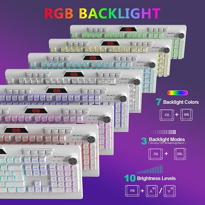 H8 Wireless Gaming Keyboard and Mouse Combo LED Backlit Rechargeable 3800mAh Battery Mechanical Feel Anti-ghosting Keyboard with Wrist Rest + 7D 3200DPI Mice for Windows Mac PC Laptop