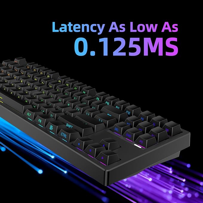 FE87 V2 Wired Mechanical Keyboard Dual 8KHZ Polling Rate Support SODC/Latency As 0.125MS/ARGBHot Swappable Gasket Sturcture Gaming Keyboard (Black/Azure Heaven Switch)