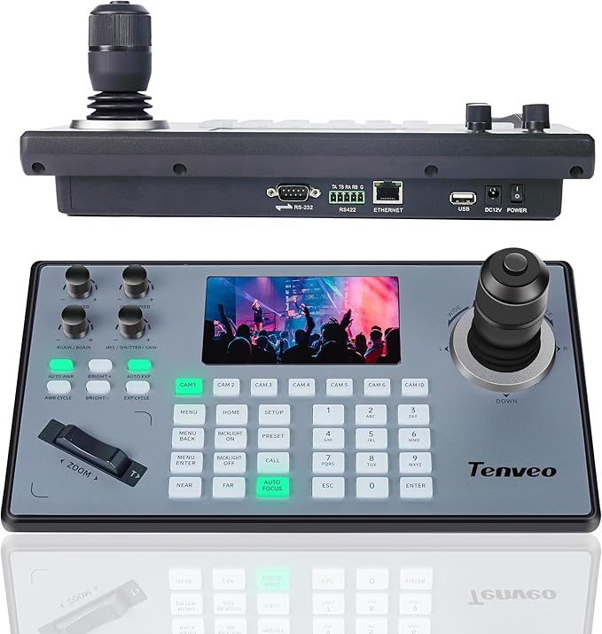 Tenveo PTZ Camera and Controller Bundle- 12X 4K PTZ Camera with HDMI/USB3.0/LAN(PoE) and PTZ Controller Joystick Keyboard Controller for Church Worship Services Live Streaming Conference