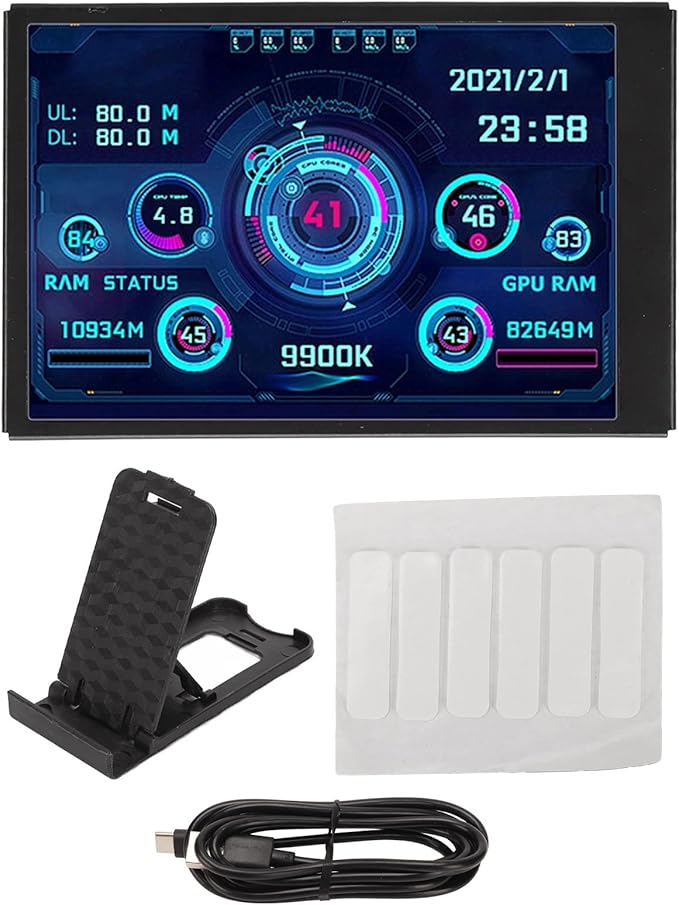 Dpofirs Computer Temp Monitor 3.5in PC Sensor Panel Display PC Temperature Display for CPU Hard Disk Data PC Case Secondary Screen (Black)
