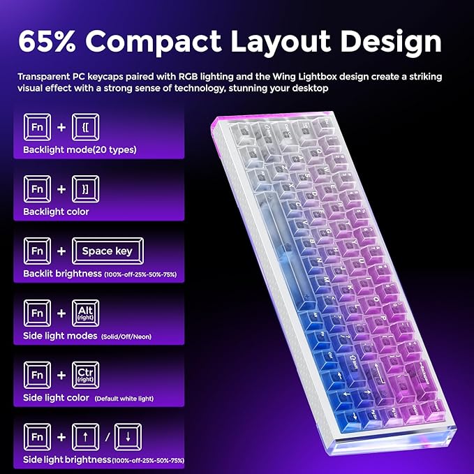 DAREU COOL68 60% Wired Gaming Keyboard Rapid Trigger Magnetic Switch Keyboard with 8000Hz Polling Rate Adjustable Actuation 0.1ms Latency Gasket Mount Hot swappable RGB Light