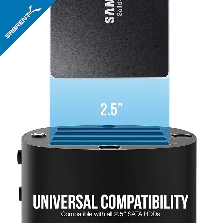 SABRENT USB 3.0 4-Bay 2.5” SATA SSD and HDD Docking Station with Cooling Fan Tool-Free Supports Up to 4X 16TB 5Gbps Transfer for SATA 2.5” SSD/HDD (Up to 12.5mm) USB 3.0 Compatible - (DS-4SSD)