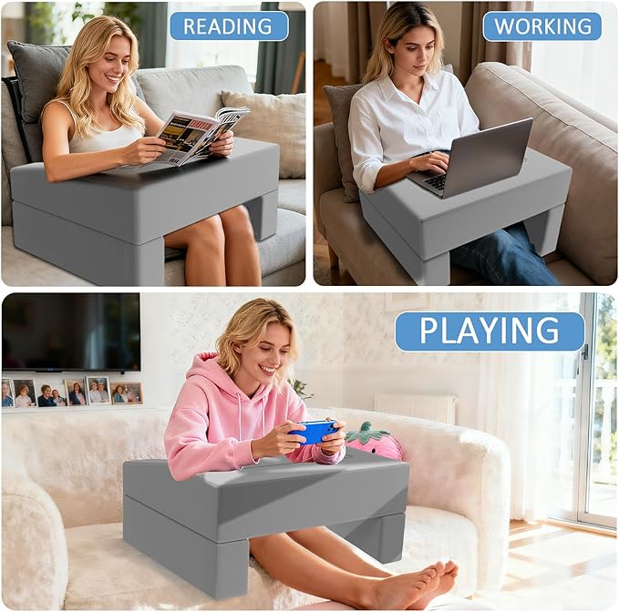 Machine Washable Lap Desk Pillow with Removable Cover Adjustable Angle Gaming &amp Reading Pillow for Teens Adults Multipurpose Laptop Bed Tray with Arms for Working Napping Crafts (2)