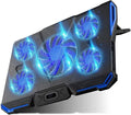 Laptop Cooling Pad LED Screen Gaming Laptop Cooler with 5 High-Speed Adjustable Fans 7 Heights Stand 2 USB Ports Compatible up to 17'' Laptop