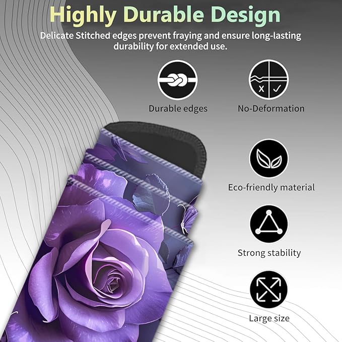 Extended Non-Slip Mouse Pad + Mouse Wrist Rest + Lace-Shaped Coaster Set Ergonomic Design Suitable for Desk and Home Gaming Table Mat Purple Rose