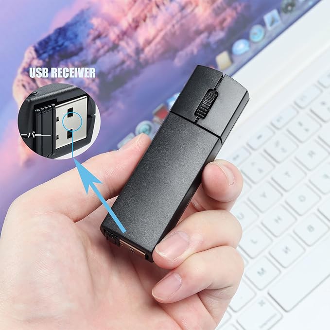 elec Space Wireless Mini Finger Mouse - Silent Dual-Mode Bluetooth &amp 2.4GHz Ergonomic Portable PC Mice with Case Compatible with MacBook and Chromebook