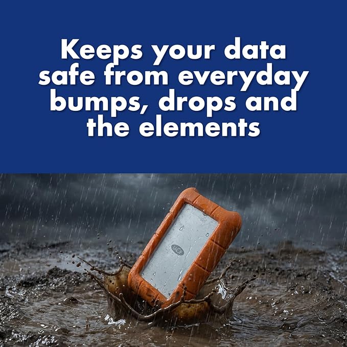 LaCie (LAC9000633) Rugged Mini 4TB External Hard Drive Portable HDD – USB 3.0 USB 2.0 Compatible Drop Shock Dust Rain Resistant Shuttle Drive For Mac And PC Computer Desktop and Laptop Orange