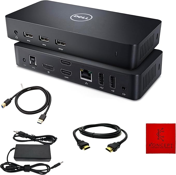 Dell D3100 Dock USB 3.0 Ultra HD/4K Triple Display Docking Station Dual Monitor with 65W HDMI &amp USB 3.0 Cable