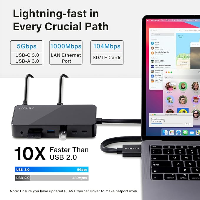 iVANKY 12-in-2 FusionDock 1 for M5 MacBook Dual 4K@144Hz Monitor (Docking Station for M5/M4 Base M3/M2/M1 Pro/Max Mac)(150W Power Adapter SD/TF USB RJ45 3.5mm Audio) Plug and Play 5Gbps Dock Hub