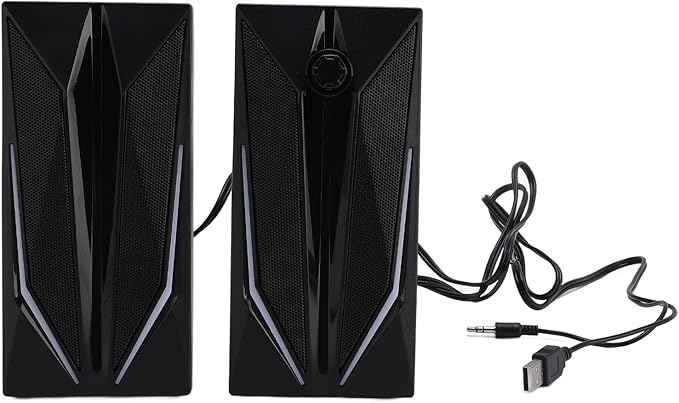ASHATA 1 Pair Speaker for Laptop 3W Computer Speakers for Laptop PC RGB Lighting USB 3.5mm Interface 160Hz to 20KHz Frequency Response Plug and Play