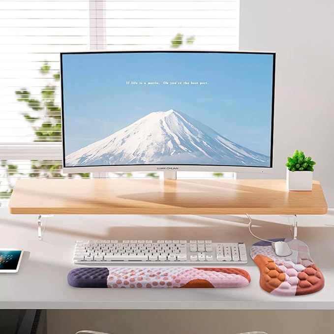 Mouse Pad Wrist Support Laokiiy 2 in1 Keyboard Wrist Rest+ Ergonomic Mouse Pad Non-Slip Wrist Rest for Computer Keyboard Made Easy Typing &amp Relieve Wrist Pain Boho
