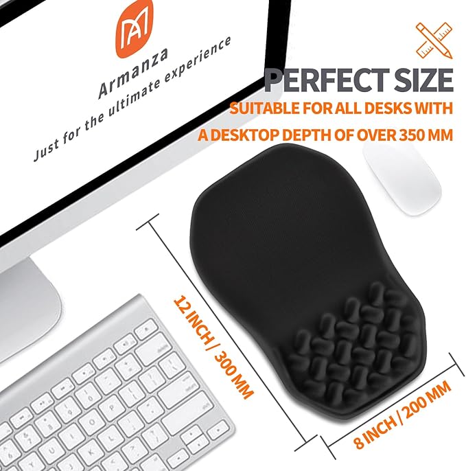 Ergonomic Slope Mouse Pad Wrist Support Wrist Rest Mousepad for Carpal Tunnel Pain Relief with Massage Bulge and Slow Rebound Memory Foam (12x8 inch Black)