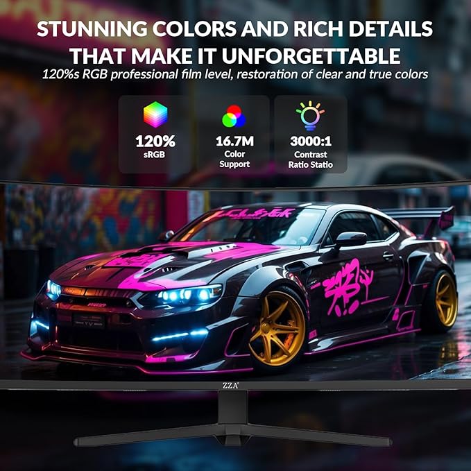 ZZA 49 Inch Curved Monitor 32:9 Dual QHD 5120x1440 Ultrawide Curved Monitor 120Hz with 1500R Curvature 120% sRGB Height Adjustable Stand HDMI 2.1 &amp DisplayPort 1.4