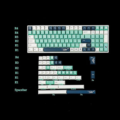 145 Heraldry Cherry Profile Dye Sub Thick PBT 5 Sides Keycaps Set for ANSI ISO 104 87 61 96 75 GMMK NCR80 Mx Keyboard