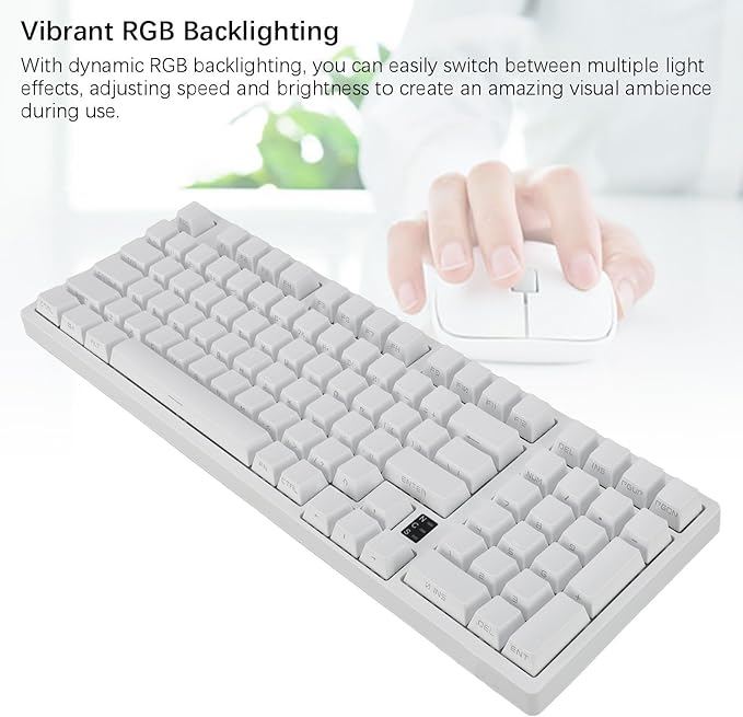Pomya Cordless Mechanical Keyboard 98 Keys Mechanical Keypad with RGB Backlit 3000mAh Battery Wired Computer Keyboard for Gaming