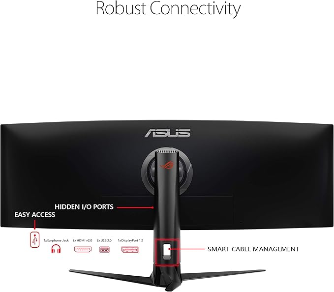 ASUS ROG Strix XG49VQ 49” Curved Gaming FreeSync Monitor 144Hz Dual Full HD HDR Eye Care with DP HDMI Black