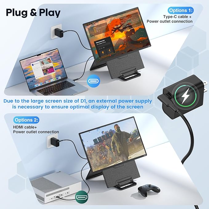 Laptop Screen Extender 23.8'' 1080P FHD 100HZ IPS Portable Monitor Travel Monitor for Work Home Gaming Landscape &amp Portrait Display Compatible with Wins/Mac/Linux &amp MINI PC/PS5/Smart Phone