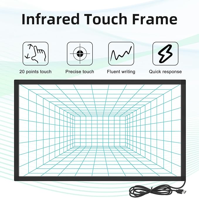 46 inch IR Touch Screen Frame 20 Points Interactive Infrared Touch Screen Overlay Frame Free Driver Plug and Play for Kiosk TV …