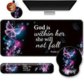 Mouse Pad + Desk Mat + Keyboard Wrist Rest + Coaster 4 in 1 Set Cute Ergonomic Large Gaming Mousepad with Wrist Rest Support Desk Pad for Computer Laptop Office Home Decor-Purple Butterfly