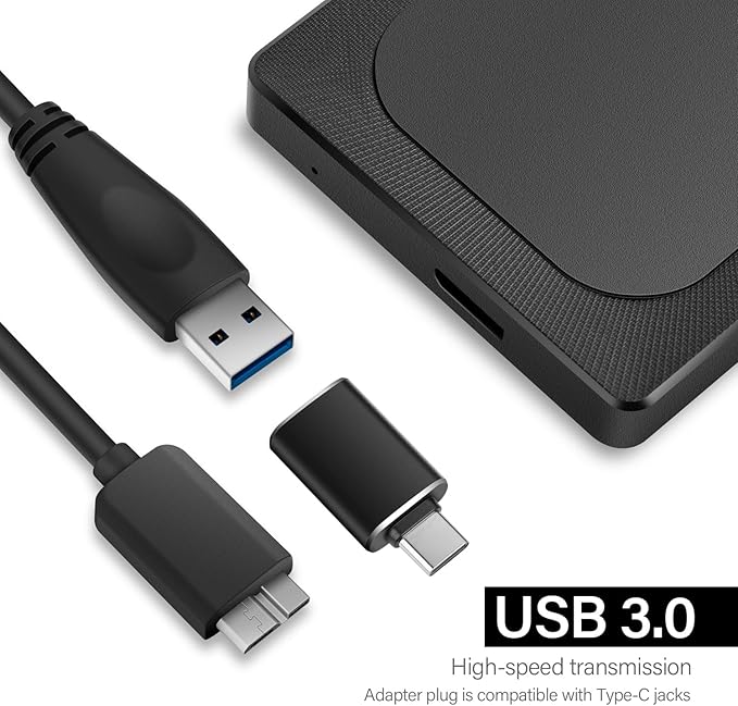 1TB External Hard Drive Ultra Slim Portable HDD-USB 3.0 USB-C for PC Mac Laptop PS4 Xbox oneXbox 360