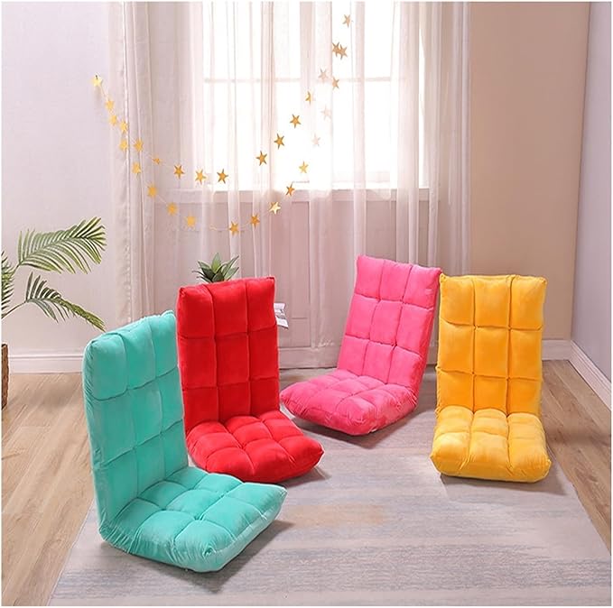 Folding Floor Gaming Chair Floor Chair with Backrest 4 Position Cushioned Adjustable Floor Beanbag for Reading and Gaming Meditation. (Color : Green)
