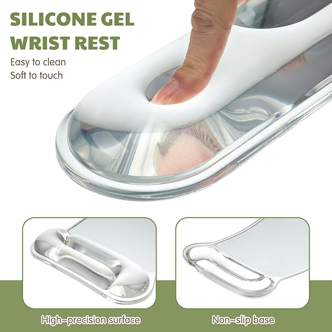 Tilt Computer Keyboard Stand Gel Wrist Rest Support for Ergonomic Keyboard Riser Holder and Clear Mouse Pad with Wrist Support Acrylic Clear Stand for Office Working Home Desk