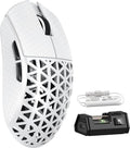MAMBASNAKE M5 Ultra Carbon Fiber 8000Hz Wireless Gaming Mouse 39g Superlight 42000DPI PAW3950MAX Sensor Nordic 52840 Chip Bluetooth/2.4G/USB-C Wired Mice with Coiled Cable for PC/Mac (White)