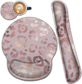 Ergonomic Mouse Pad Wrist Support and Memory Foam Keyboard Wrist Rest Set for Gaming Computer Office Laptop Easy Typing Wireless Mouse Mat Gel Gaming Pad Rose Gold Leopard Print Office Desk Pad
