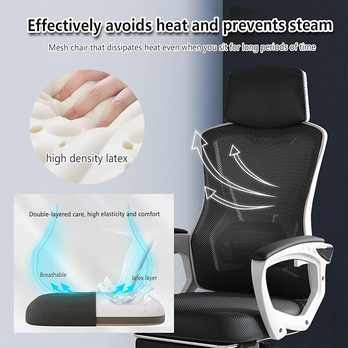 Computer Chair with Footrest Retractable Footrest with Adjustable Lumbar Support Gaming Chair with Foot Rest for HomeBedroomStudyStudentAdultsGrey
