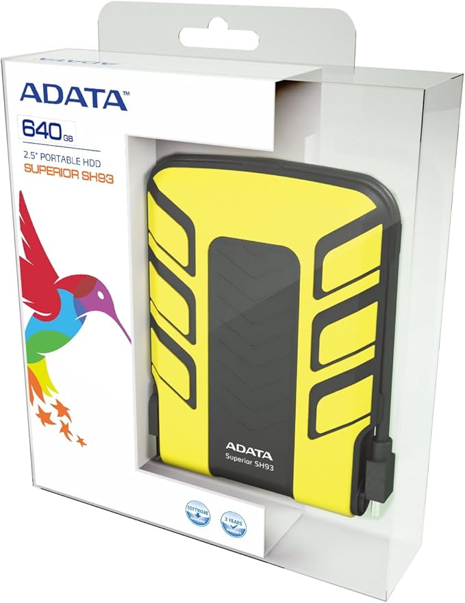 A-Data Sport Series SH93 640 GB USB 2.0 Portable External Hard Drive ASH93640GUCYL